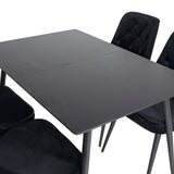 Prodlužovací stůl Silar – černý melamin/černé nohy+velvetová luxusní jídelní židle – černá/černá_4