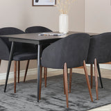 Prodlužovací stůl Silar – černý melamin/černé nohy+oblouková jídelní židle – ořechové nohy – černá látka_4