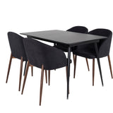 Prodlužovací stůl Silar – černý melamin/černé nohy+oblouková jídelní židle – ořechové nohy – černá látka_4