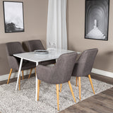 Polar Jídelní stůl 180 cm - Bílá deska / Bílé nohy +Comfort - Jídelní židle - Dub/tmavě šedá _4