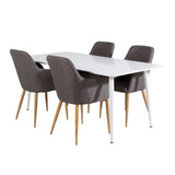 Polar Jídelní stůl 180 cm - Bílá deska / Bílé nohy +Comfort - Jídelní židle - Dub/tmavě šedá _4