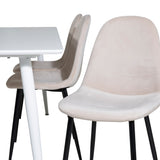 Jídelní stůl Polar 180 cm - Bílá deska / Bílé nohy+Jídelní židle Polar- Černé nohy / Béžový samet (ersätter 19902-880)_6