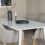 Polar Jídelní stůl 180 cm - Bílá deska / Bílé nohy +Comfort - Jídelní židle - Dub/Světle šedá _4