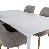 Polar Jídelní stůl 180 cm - Bílá deska / Bílé nohy +Comfort - Jídelní židle - Dub/Světle šedá _4