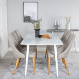 Polar Jídelní stůl 180 cm - Bílá deska / Bílé nohy +Leone - Jídelní židle - Dub/Světle šedá _6