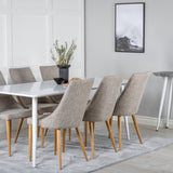 Polar Jídelní stůl 180 cm - Bílá deska / Bílé nohy +Leone - Jídelní židle - Dub/Světle šedá _6