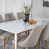 Polar Jídelní stůl 180 cm - Bílá deska / Bílé nohy +Leone - Jídelní židle - Dub/Světle šedá _6