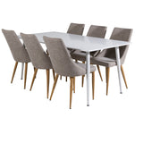 Polar Jídelní stůl 180 cm - Bílá deska / Bílé nohy +Leone - Jídelní židle - Dub/Světle šedá _6