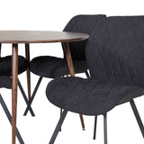 Plaza Kulatý stůl 100 cm - Ořechová deska - Ořechové nohy+Jídelní židle Gemma - Černé nohy - Černá Fabric_4