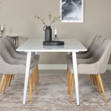 Polar Jídelní stůl 180 cm - Bílá deska / Bílé nohy +Plaza - Jídelní židle - Dub/Světle šedá _6