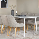 Polar Jídelní stůl 180 cm - Bílá deska / Bílé nohy +Plaza - Jídelní židle - Dub/Světle šedá _6