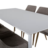 Polar Jídelní stůl 180 cm - Bílá deska / Bílé nohy +Plaza - Jídelní židle - Dub/Světle šedá _6