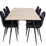 Jídelní stůl Silar - 180 cm - Melamin "Wood Look" / Černé nohy+Polar Jídelní židle - Černé nohy / Black Velvet (ersätter 19902-888)_6