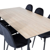 Jídelní stůl Silar - 180 cm - Melamin "Wood Look" / Černé nohy+Polar Jídelní židle - Černé nohy / Black Velvet (ersätter 19902-888)_6