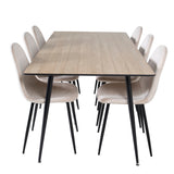 Jídelní stůl Silar - 180 cm - "Wood Look" melamin / černé nohy+jídelní židle Polar- černé nohy / béžový samet (ersätter 19902-880)_6