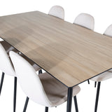 Jídelní stůl Silar - 180 cm - "Wood Look" melamin / černé nohy+jídelní židle Polar- černé nohy / béžový samet (ersätter 19902-880)_6