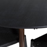 Kulatý stůl Plaza 100 cm - Černá deska - Ořechové nohy + Jídelní židle Polly - Černá / Černá _4