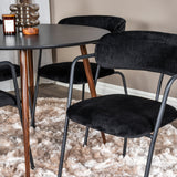 Plaza Kulatý stůl 100 cm - Černá deska - Ořechové nohy+Šípové křeslo - Černé nohy - Black Velvet_4