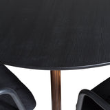 Plaza Kulatý stůl 100 cm - Černá deska - Ořechové nohy+Šípové křeslo - Černé nohy - Black Velvet_4