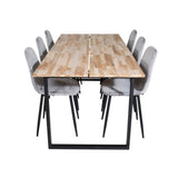 Cirebon Jídelní stůl 200*90cm - Nature / Black+Polar Diamond Jídelní židle - Černé nohy - Grey Velvet_6