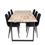 Cirebon Jídelní stůl 200*90cm - Nature / Black+Polar Diamond Jídelní židle - Černé nohy - Black Velvet_6