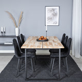 Cirebon Jídelní stůl 200*90cm - Nature / Black+Polar Diamond Jídelní židle - Černé nohy - Black Velvet_6