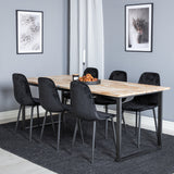 Cirebon Jídelní stůl 200*90cm - Nature / Black+Polar Diamond Jídelní židle - Černé nohy - Black Velvet_6