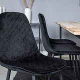 Cirebon Jídelní stůl 200*90cm - Nature / Black+Polar Diamond Jídelní židle - Černé nohy - Black Velvet_6