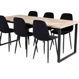 Cirebon Jídelní stůl 200*90cm - Nature / Black+Polar Diamond Jídelní židle - Černé nohy - Black Velvet_6