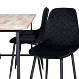 Cirebon Jídelní stůl 200*90cm - Nature / Black+Polar Diamond Jídelní židle - Černé nohy - Black Velvet_6
