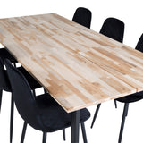 Cirebon Jídelní stůl 200*90cm - Nature / Black+Polar Diamond Jídelní židle - Černé nohy - Black Velvet_6