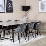 Jídelní stůl Jepara - 250*100*H76 - Šedá / Černá + Sametová jídelní židle - Black Flower fabric_6