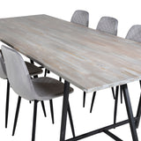 Jídelní stůl Jepara - 250*100*H76 - Šedá /Černá+Polar Diamond Jídelní židle - Černé nohy - Šedá Velvet_6