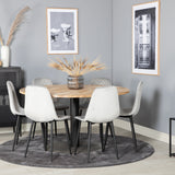 Kruhový stůl Cirebon - 140 cm - Přírodní / Černá+Polar Diamond Jídelní židle - Černé nohy - Šedá Velvet_6
