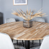 Kruhový stůl Cirebon - 140 cm - Přírodní / Černá+Polar Diamond Jídelní židle - Černé nohy - Šedá Velvet_6