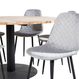Kruhový stůl Cirebon - 140 cm - Přírodní / Černá+Polar Diamond Jídelní židle - Černé nohy - Šedá Velvet_6