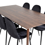 Jídelní stůl Polar 180 cm - Ořechová deska - Ořechové nohy+Jídelní židle Polar - Černé nohy / Black Velvet (ersätter 19902-888)_6