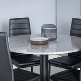 Jídelní stůl Razzia ø106 cm - Šedá / Černá + Slim jídelní židle s vysokým opěradlem - Černé nohy - Černá PU_4