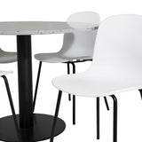 Razzia Jídelní stůl ø106cm - Šedá / Černá + Jídelní židle Arctic - Černé nohy - Bílý Plast_4