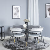 Jídelní stůl Dipp - 115 cm - Černá / Černá mosaz + křeslo Arrow - Černé nohy - Šedá Velvet_4