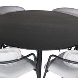 Jídelní stůl Dipp - 115 cm - Černá / Černá mosaz + křeslo Arrow - Černé nohy - Šedá Velvet_4