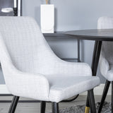 Jídelní stůl Dipp - 115 cm - Černá / Černá mosaz+Plaza Jídelní židle - Černé nohy - Světle šedá Fabric_4
