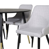 Jídelní stůl Dipp - 115 cm - Černá / Černá mosaz+Plaza Jídelní židle - Černé nohy - Světle šedá Fabric_4