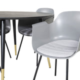 Jídelní stůl Dipp - 115 cm - Černá / Černá mosaz+Komfortní plastová jídelní židle - Černé nohy - Šedý plast_4