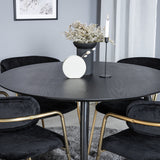 Jídelní stůl Dipp - 115 cm - Černá / Černá mosaz + křeslo Arrow - Mosazné nohy - Black Velvet_4