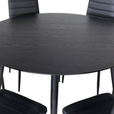 Jídelní stůl Dipp - 115 cm - Černá dýha / Celé černé nohy + Slim High Back Jídelní židle - Černé nohy - Černá PU_6
