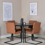 Jídelní stůl Dipp - 115 cm - Černá dýha / Celé černé nohy + Umělecké křeslo - Hnědá / Černá_4