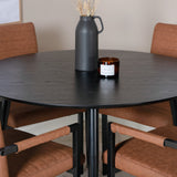 Jídelní stůl Dipp - 115 cm - Černá dýha / Celé černé nohy + Umělecké křeslo - Hnědá / Černá_4