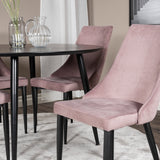 Jídelní stůl Dipp - 115 cm - Černá dýha / Celé černé nohy + Jídelní židle Leone - Černé nohy / Dusty PinkCorduroy _4