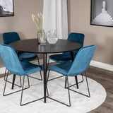 Jídelní stůl Dipp - 115 cm - Černá dýha / Celé černé nohy + Jídelní židle Muce - Černé nohy - Blue Velvet_4